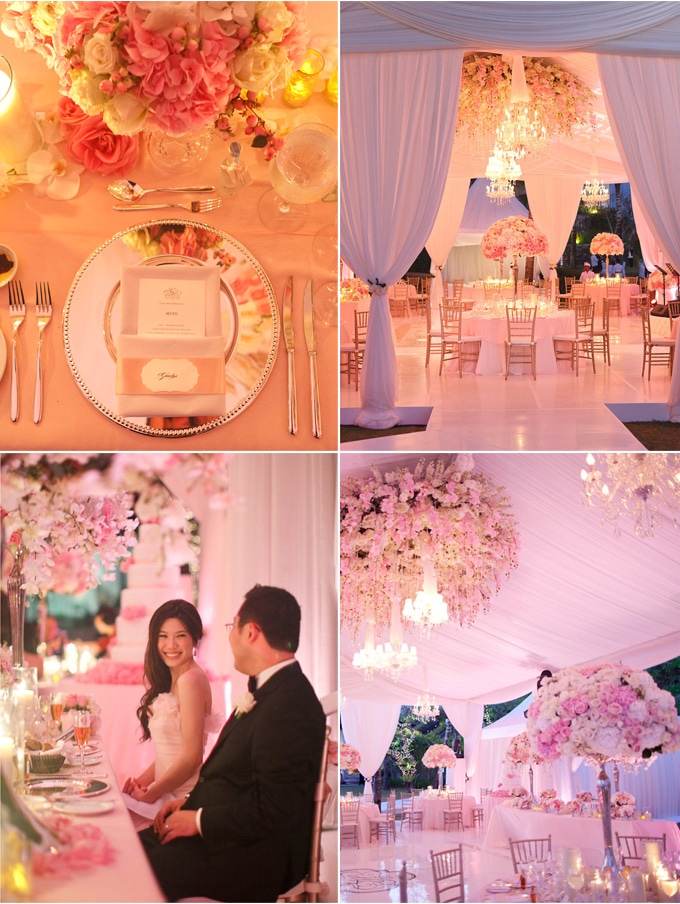 Soft petal pink decor and centerpieces