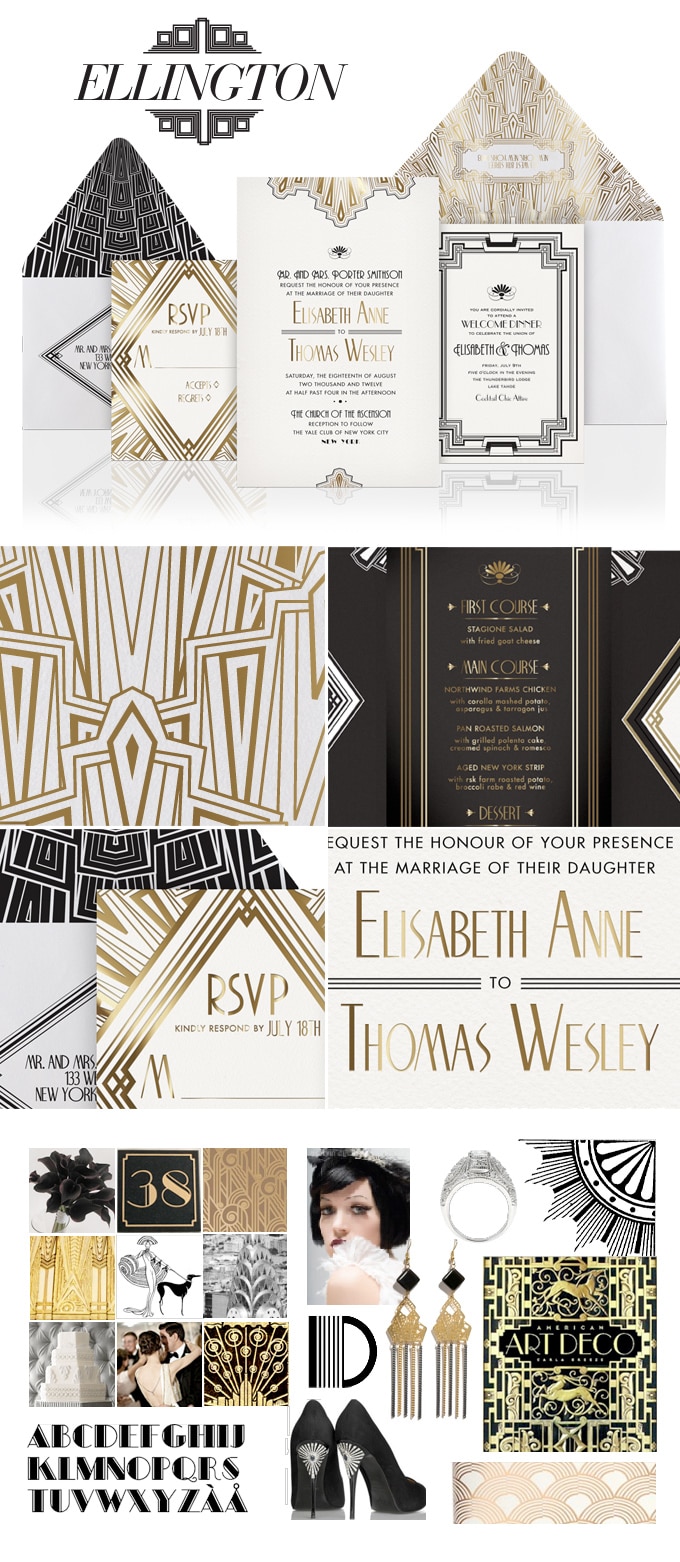 Ellington Art Deco wedding invitation