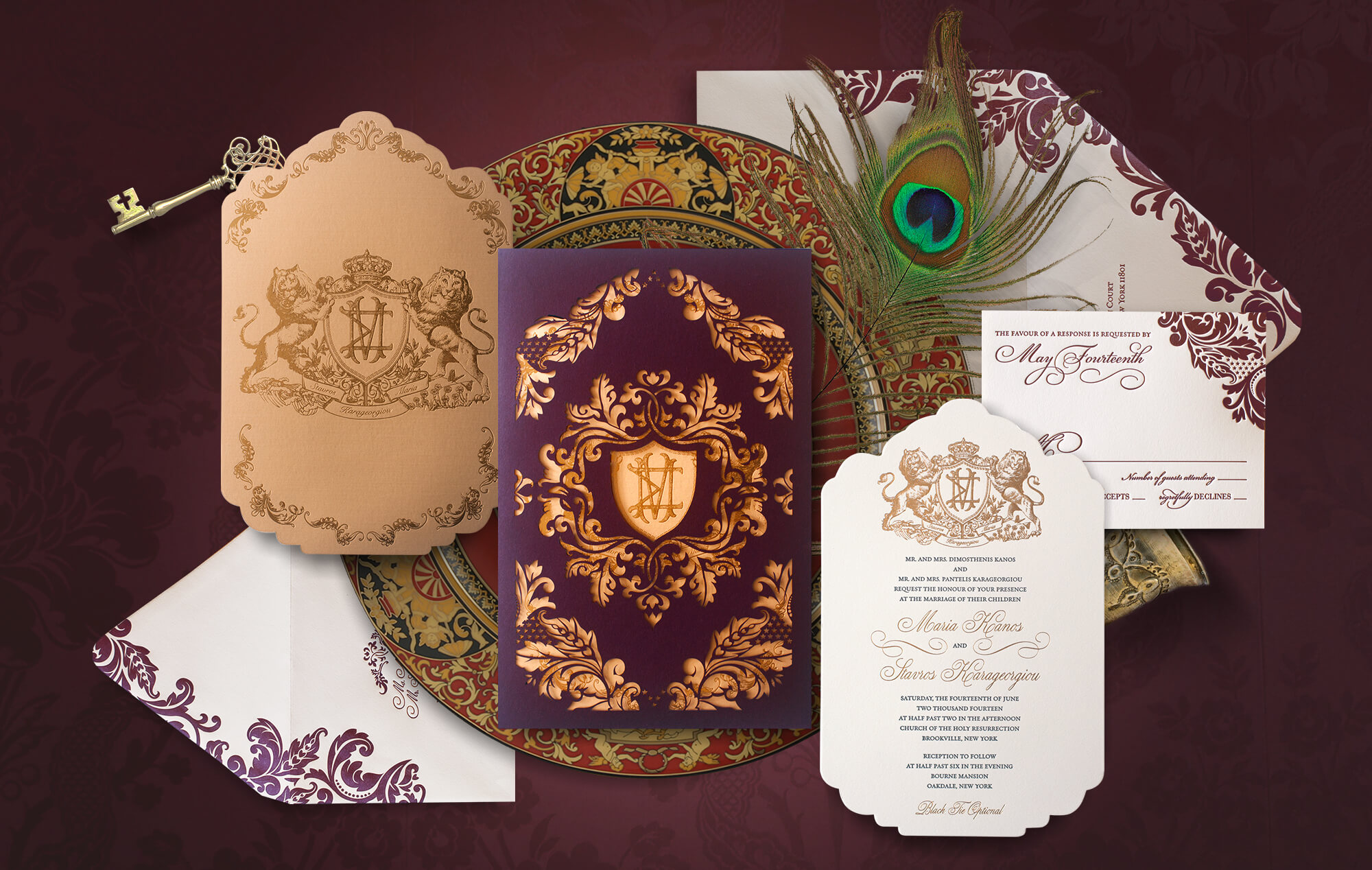 Ornate flourish laser cut wedding invitation