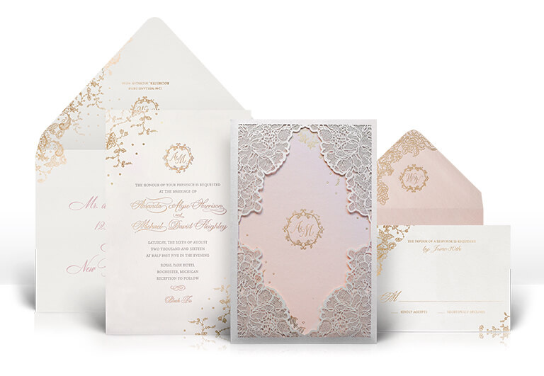 Graceful Lace Laser Cut Wholesale Wedding Invitation Suite