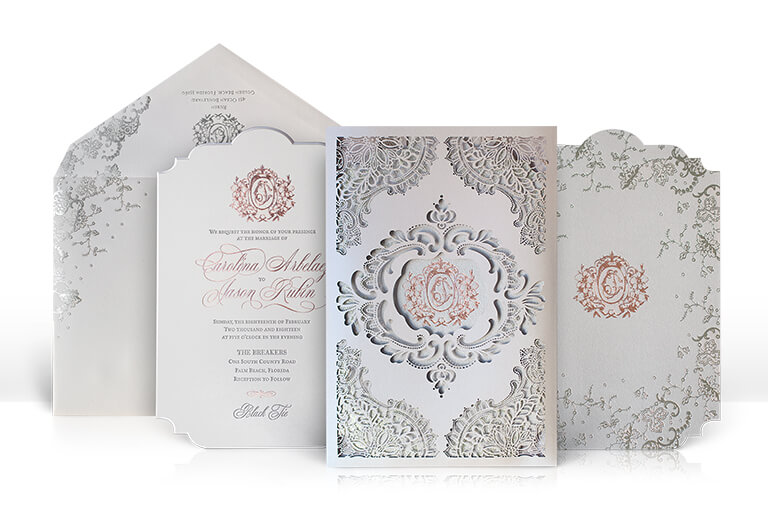 Graceful Lace Laser Cut Wholesale Wedding Invitation Suite