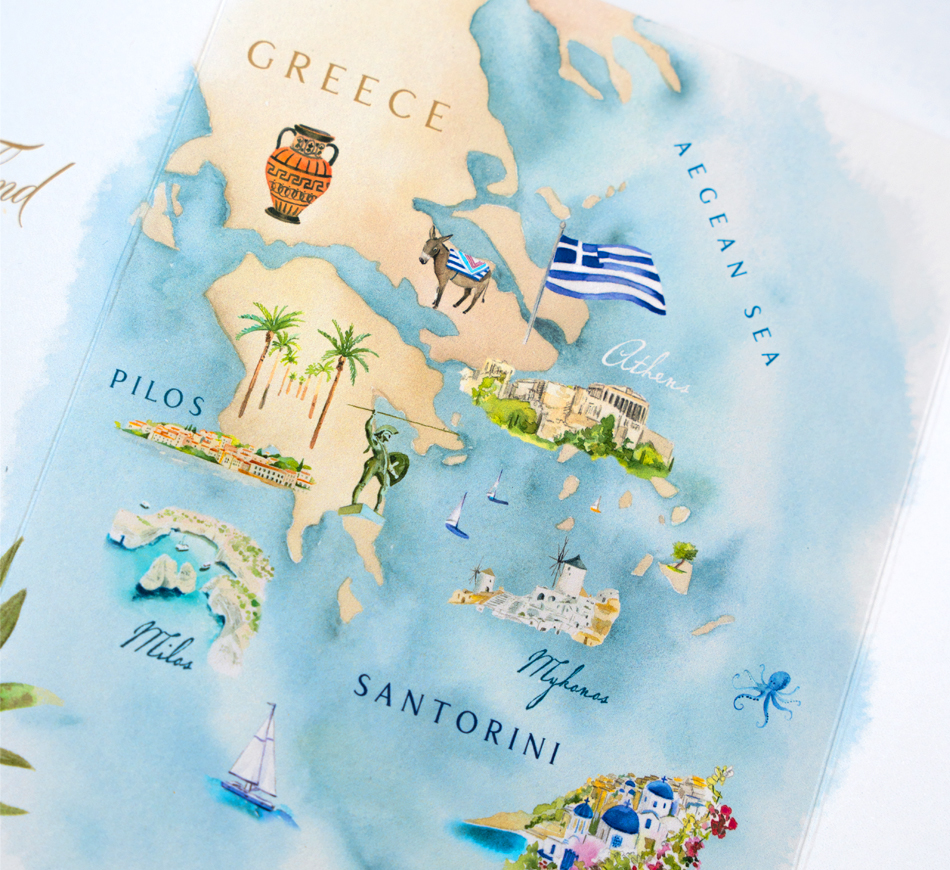 Watercolor Map of Greece